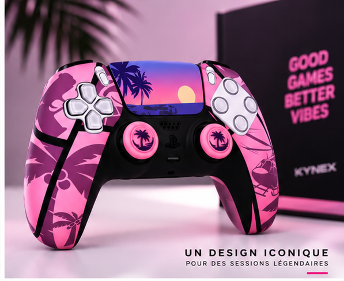 KYNEX Sunset Vibes — vue en angle du kit de protection PS5