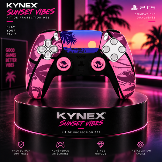 KYNEX Sunset Vibes — kit de protection PS5 sur socle noir