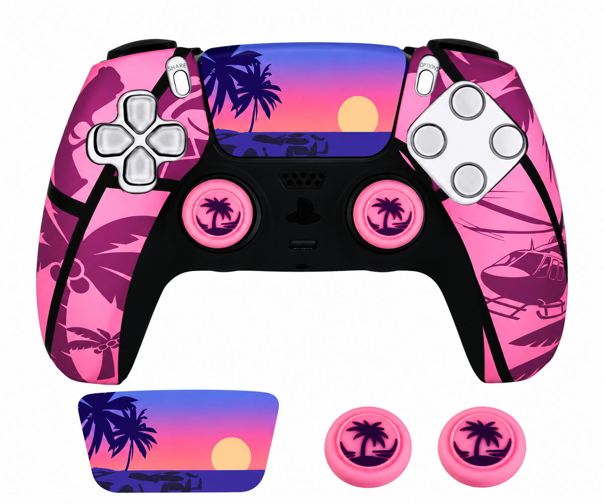 KYNEX Sunset Vibes — kit de protection PS5 avec housse silicone et grips assortis